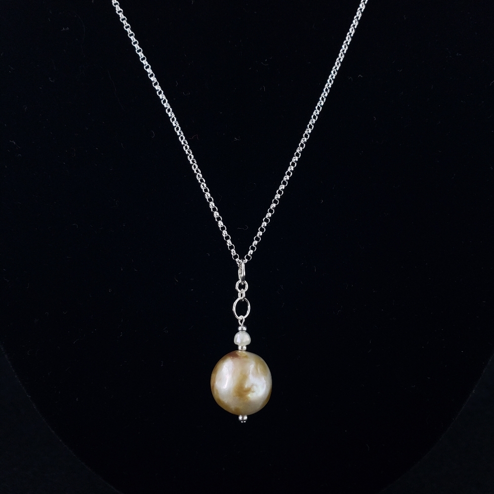 Sterling silver pearl pendant necklace Italian stamped 925 - Picture 8 of 12